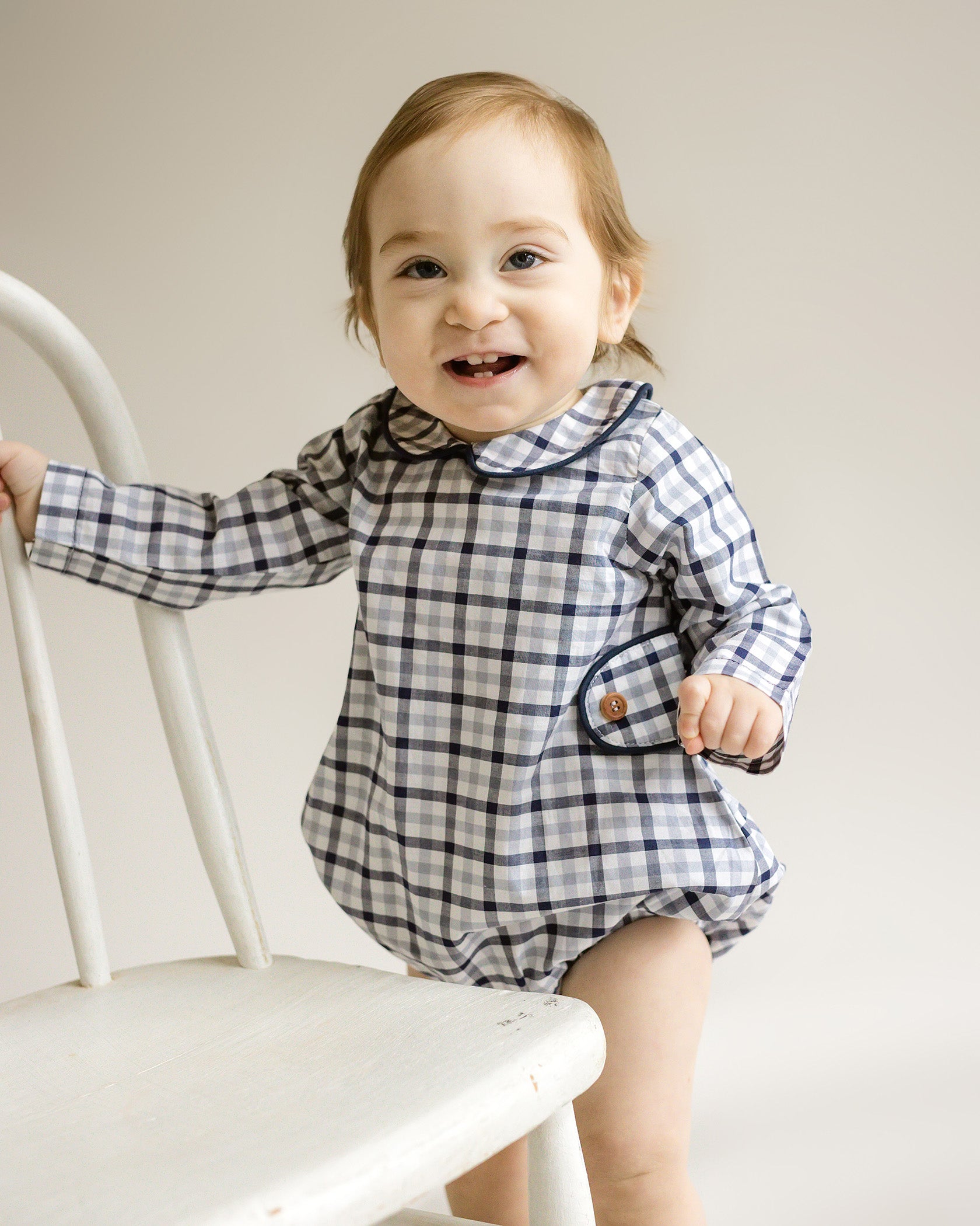 Oliver Bubble Romper Plaid Cuclie - Main Image