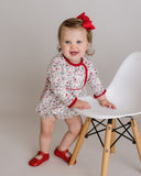 Holiday Floral Bubble Romper, Red Multi, girls romper, infant romper, liberty print, bubble romper, christmas romper, christmas outfit