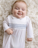 heirloom day gown, take me home outfit, kenny smocked pima gown, pima gown, pima cotton, day gown, hand smocked