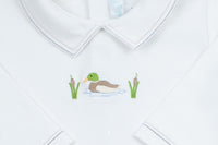 Mallard Embroidered Play Set, Toddler Boys, White with Navy