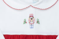Nutcracker Embroidered Pima Dress, Infant Girls, White with Red