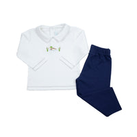 Mallard Embroidered Play Set, Toddler Boys, White with Navy