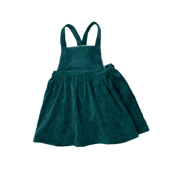Green Corduroy Pinafore Dress, Infant Girls, christmas outfit, holiday portrait look