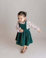 Green Corduroy Pinafore Dress, Infant Girls, christmas outfit, holiday portrait look