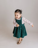 Green Corduroy Pinafore Dress, Infant Girls, christmas outfit, holiday portrait look