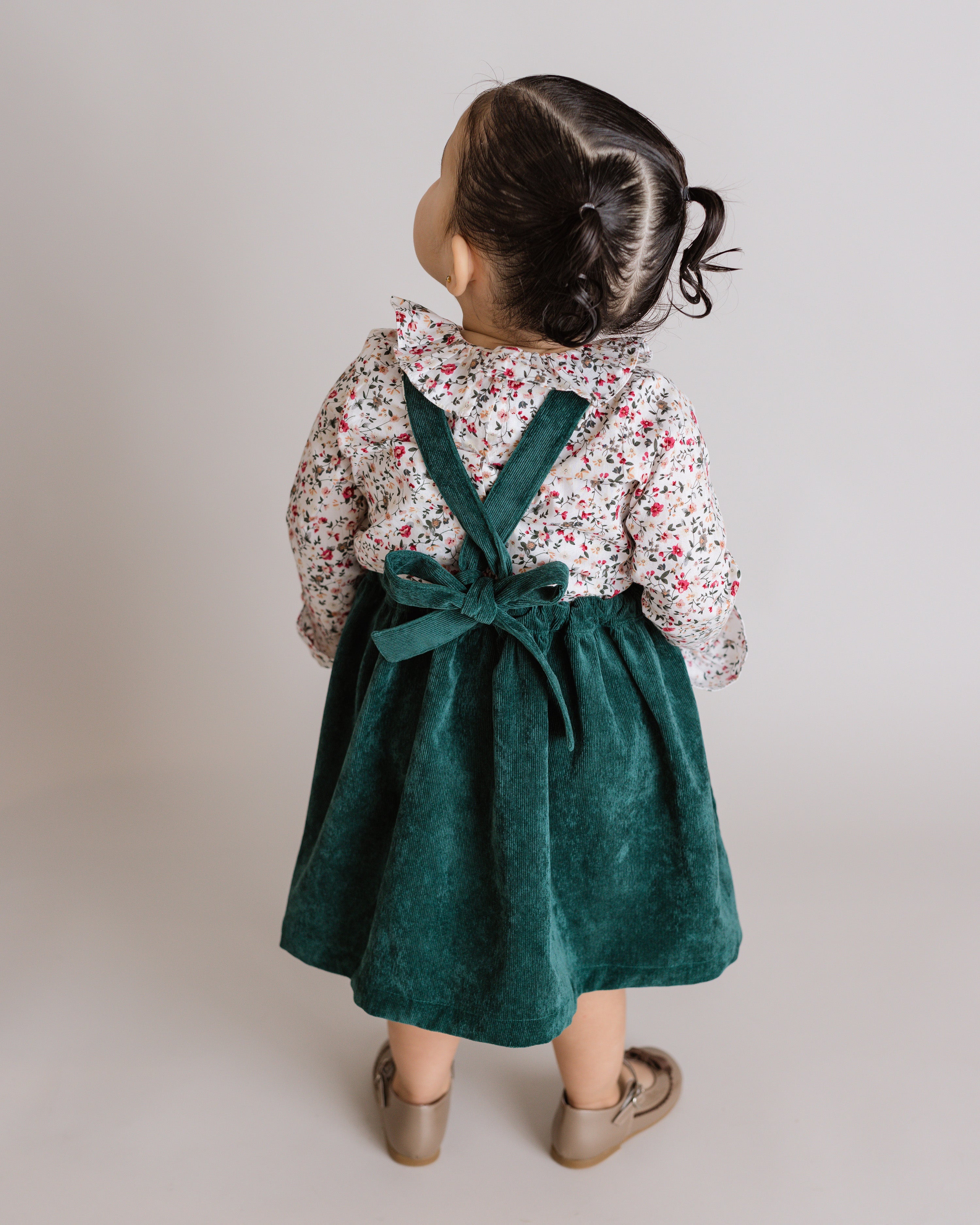 Green Corduroy Pinafore Dress - Cuclie Green Corduroy Pinafore Dress - Cuclie