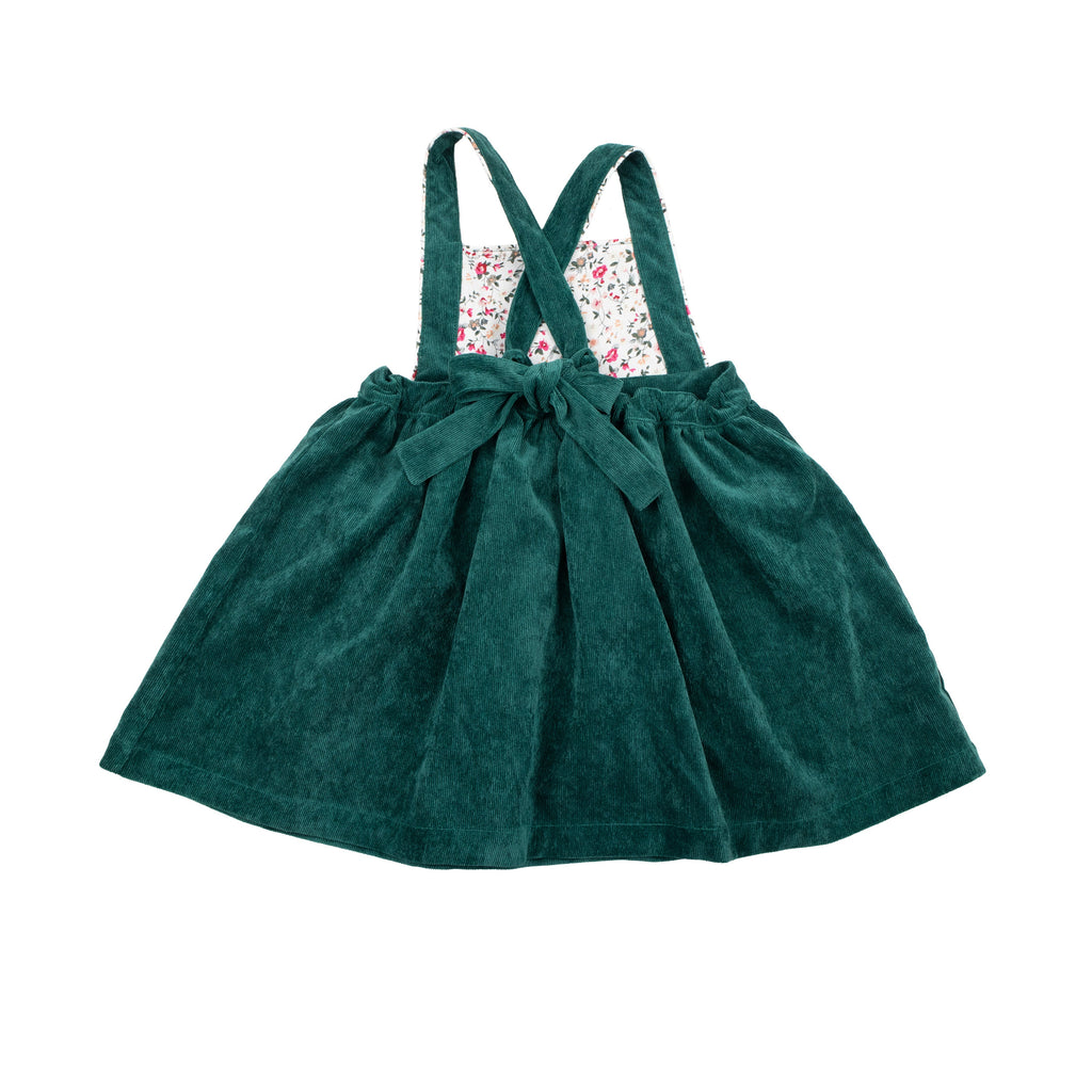 Green Corduroy Pinafore Dress, Infant Girls, christmas outfit, holiday portrait look