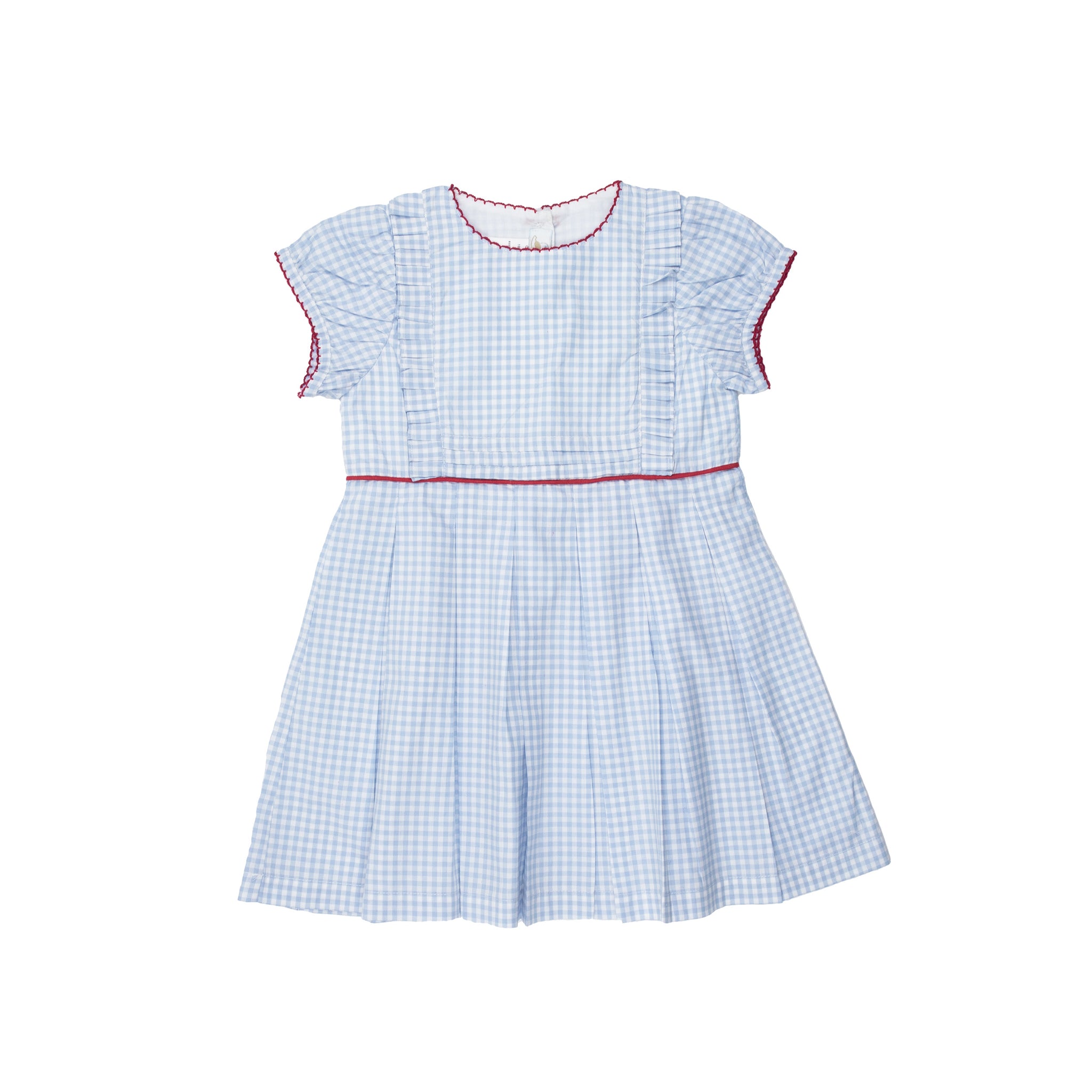 Blue Gingham Pleated Dress