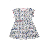 Blue Floral Pleated Dress, monogram, liberty print, infant dress, girls dress