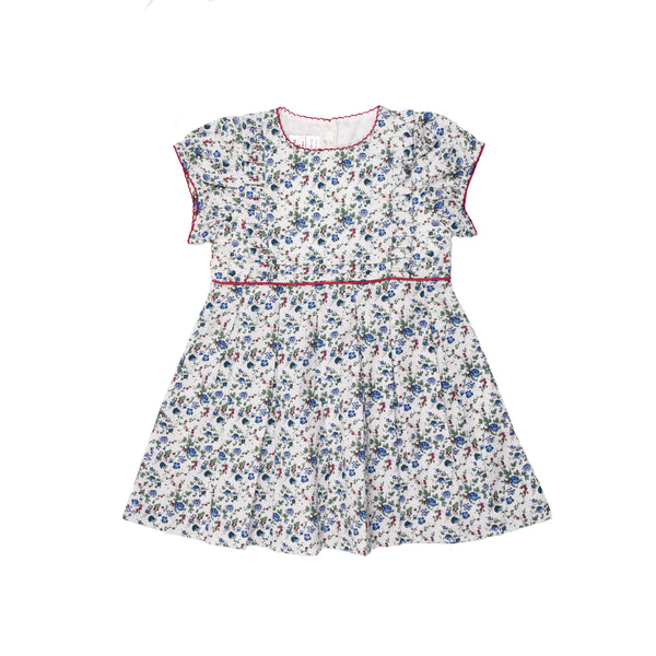 Blue Floral Pleated Dress, infant dress, girls dress, liberty print, monogram, pleating