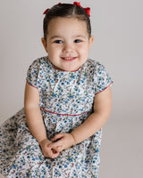 Blue Floral Pleated Dress, infant dress, girls dress, liberty print, monogram, pleating