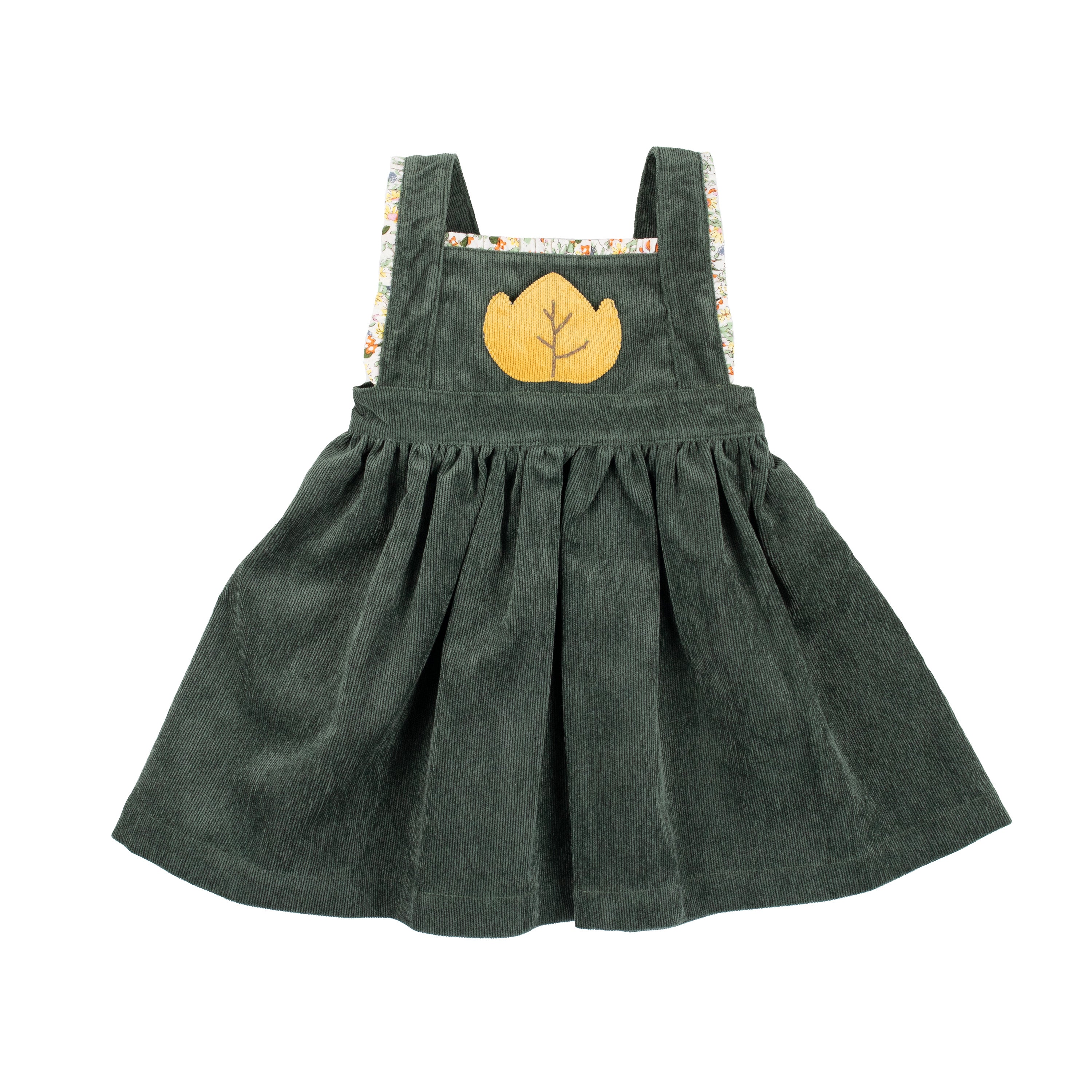 Forest Green Corduroy Pinafore Dress - Cuclie Forest Green Corduroy Pinafore Dress - Cuclie