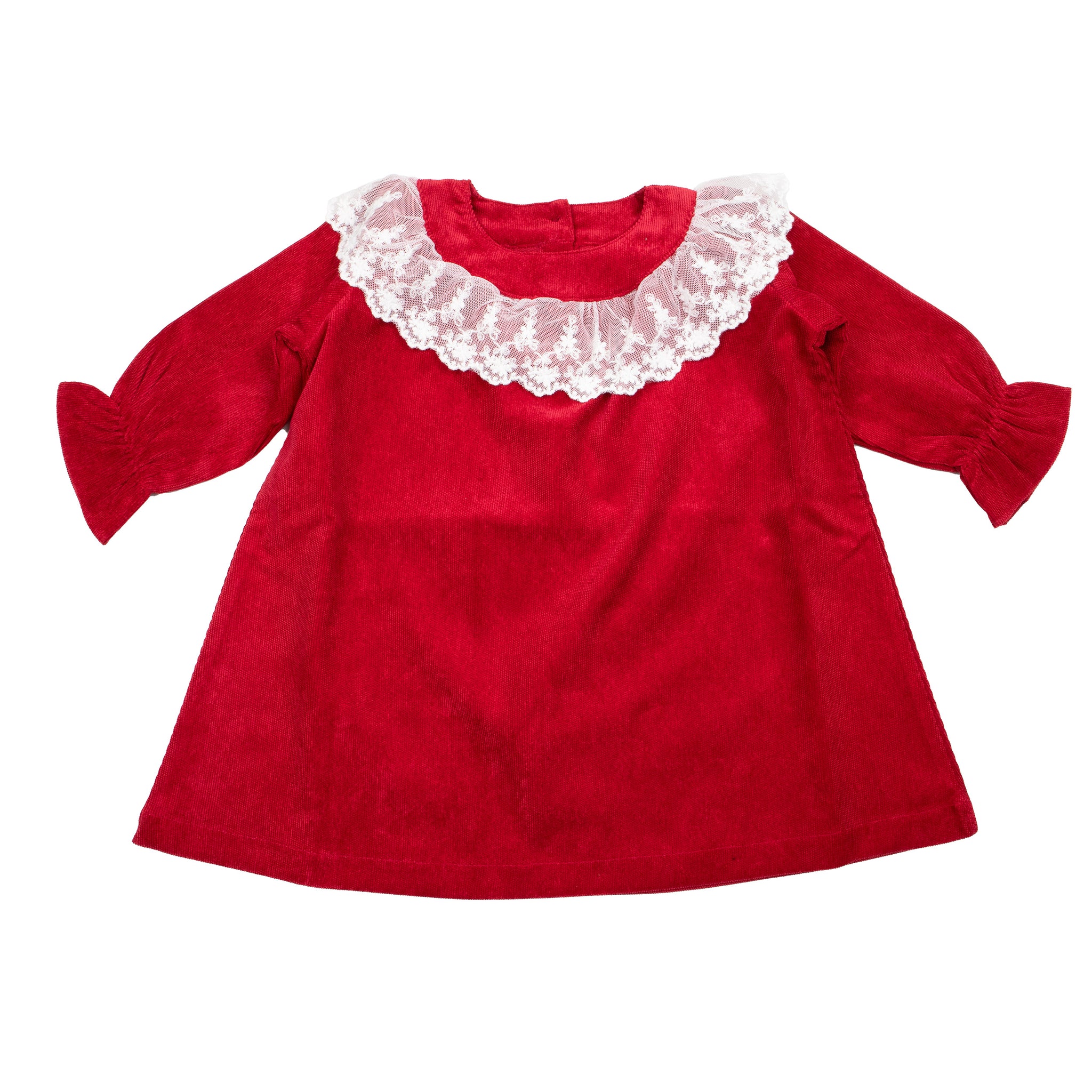 red dress white lace collar Sister Jane drop hem detachable lace collar mini dress in red