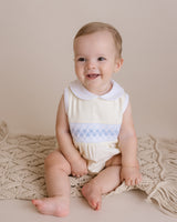Elegant Smocked Bubble Romper, Yellow