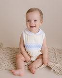 Elegant Smocked Bubble Romper, Yellow