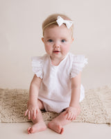 Sweet Occasions Lace Trim Bubble Romper, White