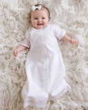 Delicate Floral Batiste Day Gown, White