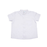 Banded Collar Button Down Shirt, White