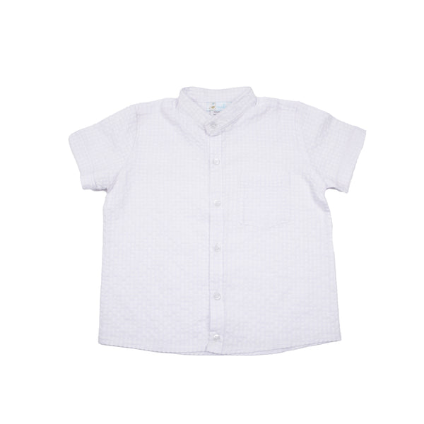 Banded Collar Button Down Shirt, White