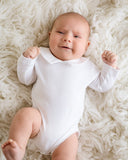 Pointed Collar Long Sleeve Onesie, White
