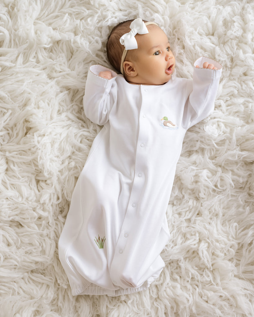 Infant Girl Clothing, Infant Girl Footie, Infant Girl Onesie, Embroidered Infant Clothing, Infant Gown, Day Gown, Take Home Outfit, Convertible Day Gown, Convertible Onesie, Gender Neutral Gown, Gender Neutral baby clothes, baby boy clothing