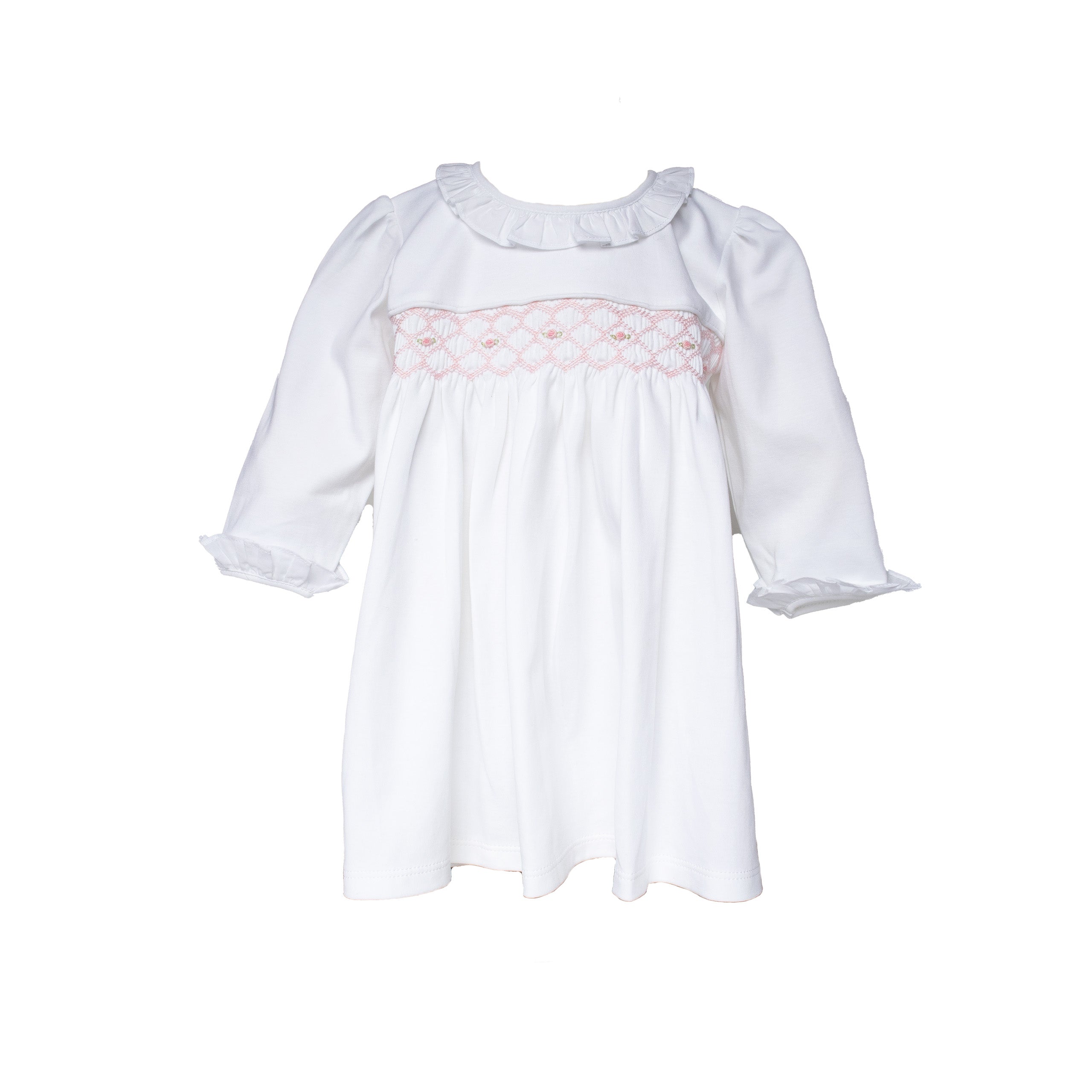 Smocked Pima Cotton Dress, Infant Girls, White Smocked Pima Cotton Dress, Infant Girls, White