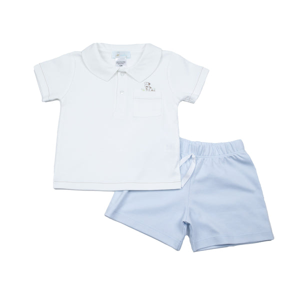 Puppy Short Play Set, Toddler Sizes, White and Lt.Blue