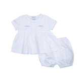 Delicate Floral Batiste Diaper Set, White