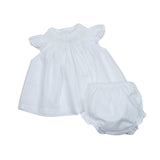 Smocked Bishop Collar Batiste Diaper Set, White
