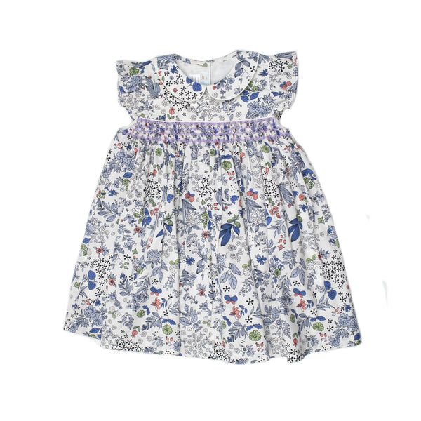 Anna Smocked Dress, Toddler Girls, Blue Multi