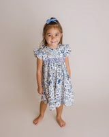 Anna Smocked Dress, Toddler Girls, Blue Multi